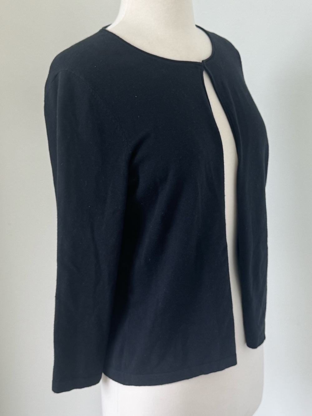 J. McLaughlin Black Cardigan Shrug Bolero Open Front 3/4 Sleeve Sweater Size S